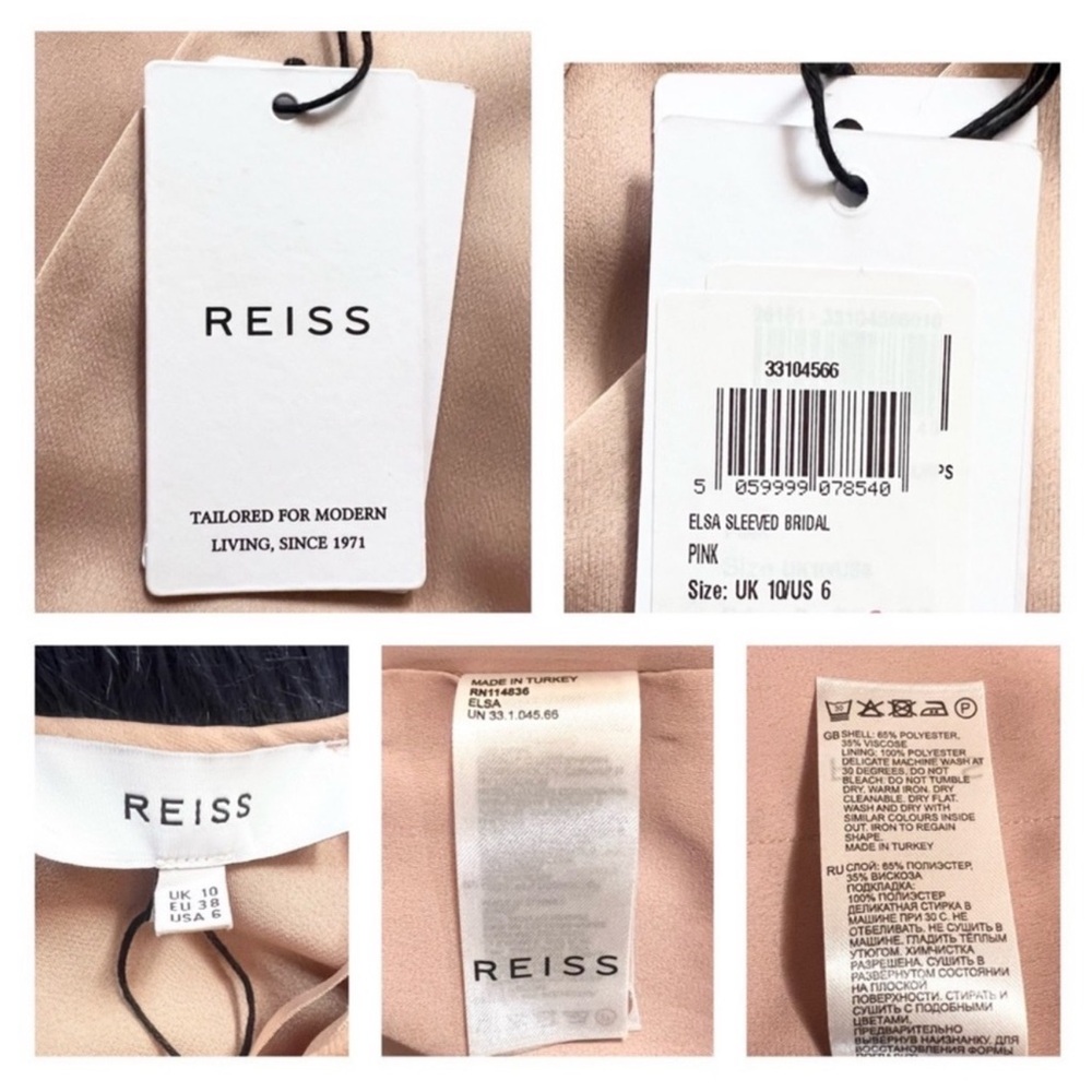 New! REISS Elsa Long Sleeve Wide Leg Jumpsuit In Blush Pink - Picture 8 of 8